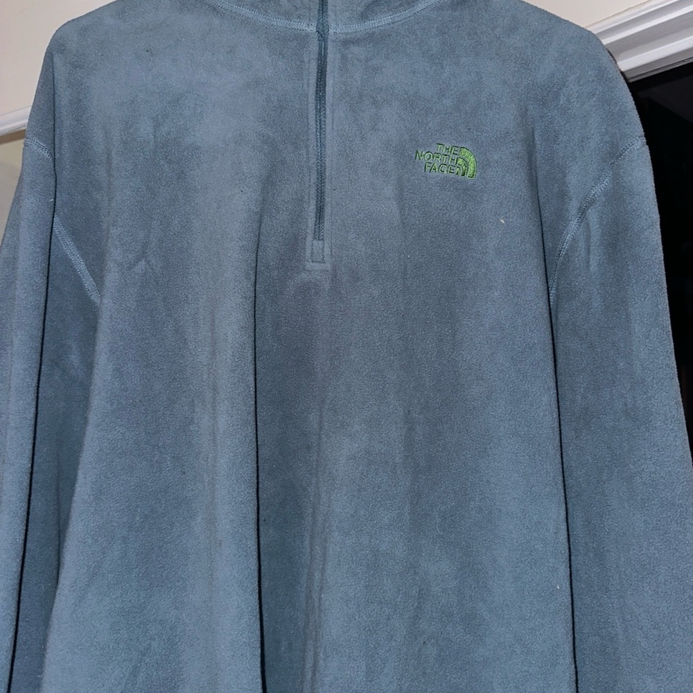 The North Face Light Blue Fleece with Green Logo